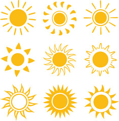Sun icons collection. Vector illustration