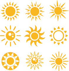 Sun icons collection. Vector illustration