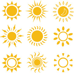 Sun icons collection. Vector illustration