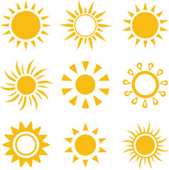 Sun icons collection. Vector illustration