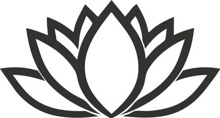 Obraz premium Black and white outline of a lotus flower icon symbol.