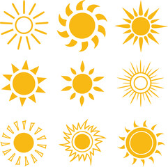 Sun icons collection. Vector illustration