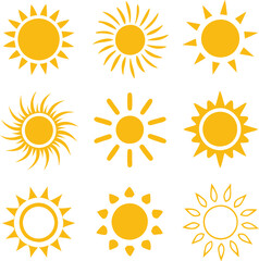 Sun icons collection. Vector illustration