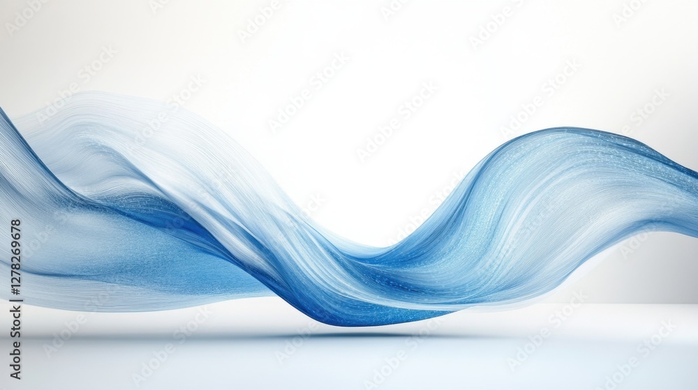 Aufkleber ethereal blue wave on white background evokes serenity and movement perfect for modern design and ar