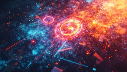 Abstract Red Blue Energy Technology Background