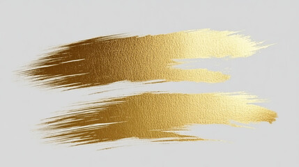 Gold brush strokes, golden paint smears isolated on transparent background. Vector realistic set of yellow metal texture stains. Hand drawing of shiny smudges, luxury design elements