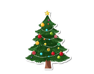 Fototapeta premium Christmas tree on white background, png sticker