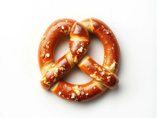 Leckere Brezel mit grobem Salz auf weißem Hintergrund