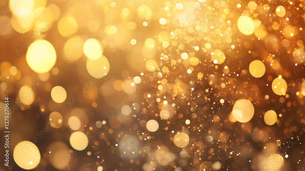 Poster gold confetti. isolated golden dust particles. vector round bokeh.abstract iridescent background. bi