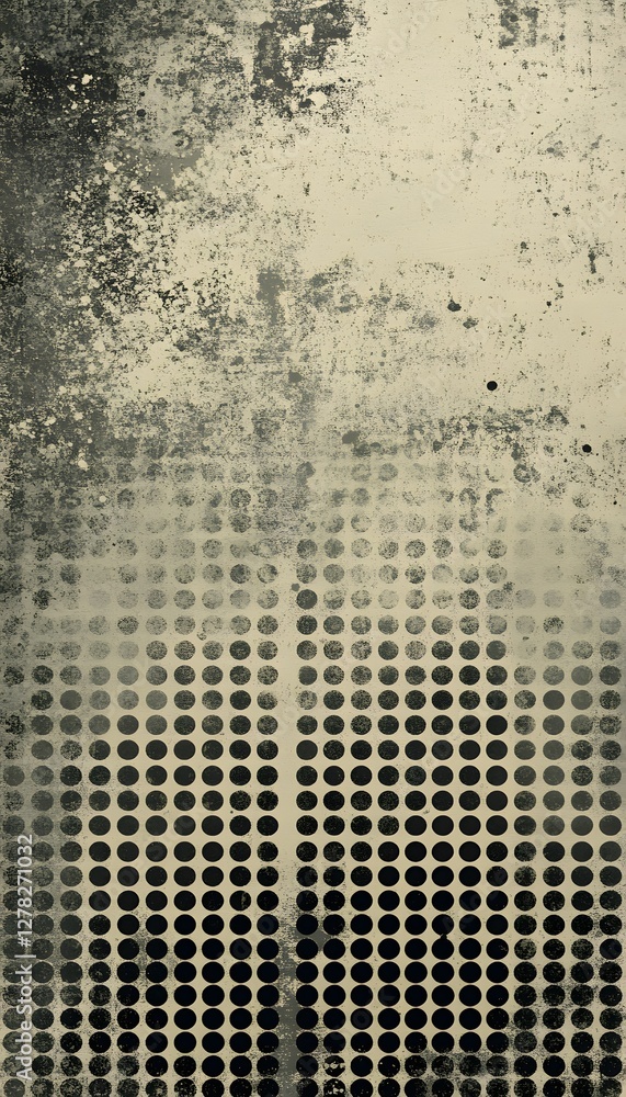 Poster distressed abstract background featuring grid of circles and texture