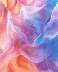 Abstract fluid fabric waves in vibrant pastel colors creating a dreamy and ethereal visual experience for modern design