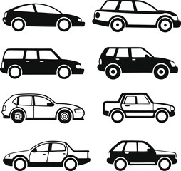 Different cars icons collection. Vector illustration