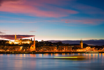 Buda view across the river at night