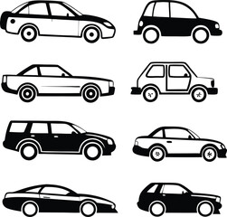 Fototapeta premium Different cars icons collection. Vector illustration