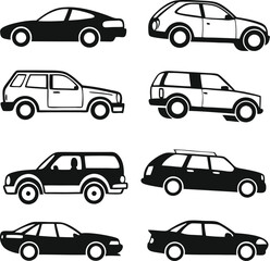 Different cars icons collection. Vector illustration