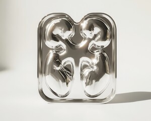 Stainless Steel Kidney Tray with Reflective Surface on White Background q2,