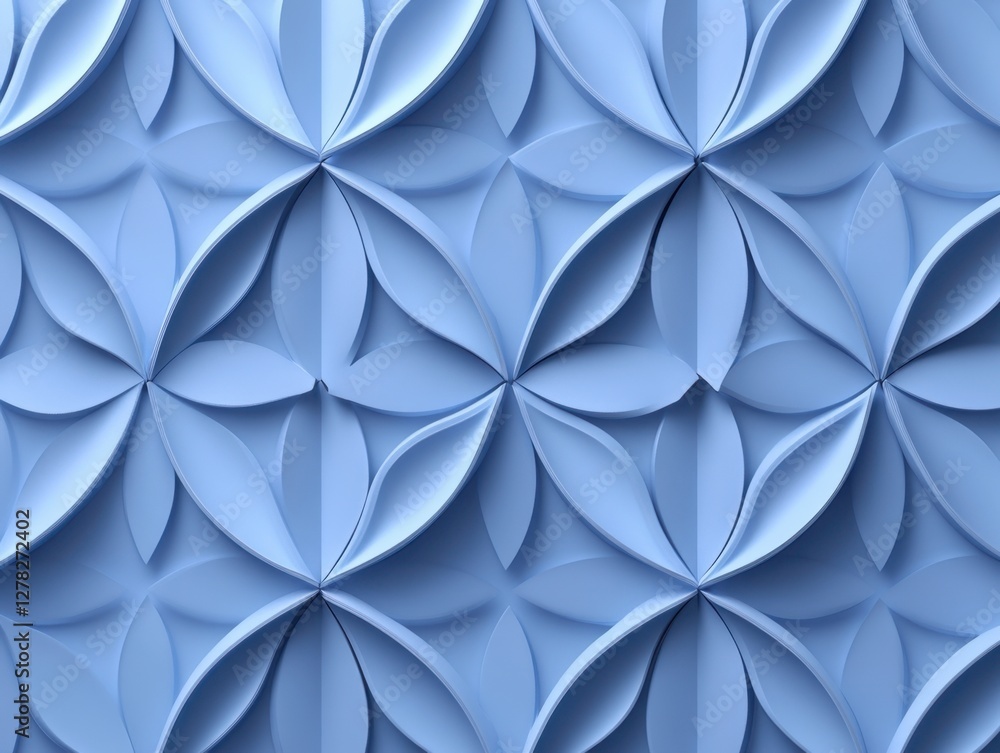 Poster serene blue floral pattern with geometric precision creating a calming symmetrical background for de