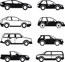 Different cars icons collection. Vector illustration