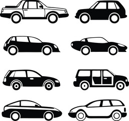 Different cars icons collection. Vector illustration