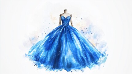 Obraz premium Watercolor Blue Ball Gown for Special Occasions