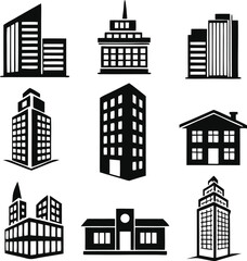 Obraz premium Buildings different icons set. Vector illustration