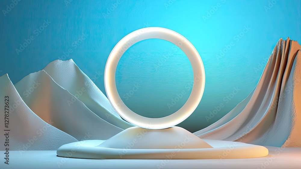 Aufkleber abstract blue and white gradient with a glowing white circle in the middle, creating a sleek design.