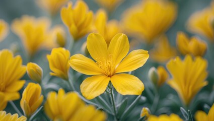 Obraz premium Vibrant Yellow Flower in Bloom Surrounded by Lush Green Foliage Capturing the Essence of Nature's Beauty and Freshness