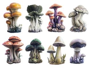 Isolated Fantasy Mushrooms Collection