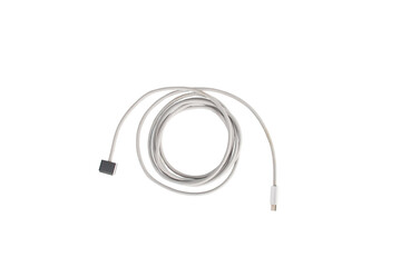 White cable USB Type-C isolated on transparent background 