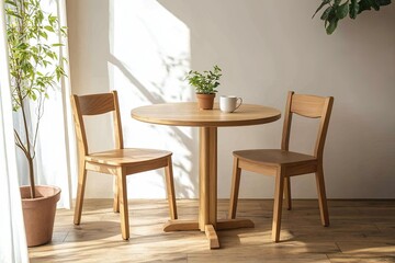 Wooden Table and Chairs in Sunny Room