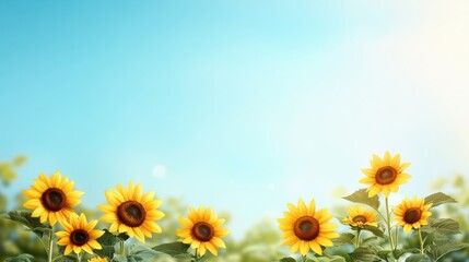A vibrant field of sunflowers stretches toward a clear blue sky, capturing the essence of summer and natural beauty.