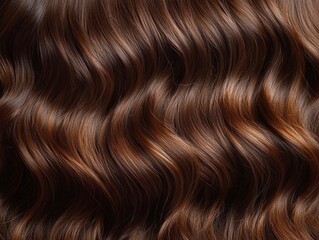 Naklejka premium closeup long brown hair Beautifully styled wavy shiny curls Hairdressing procedures extension Generative