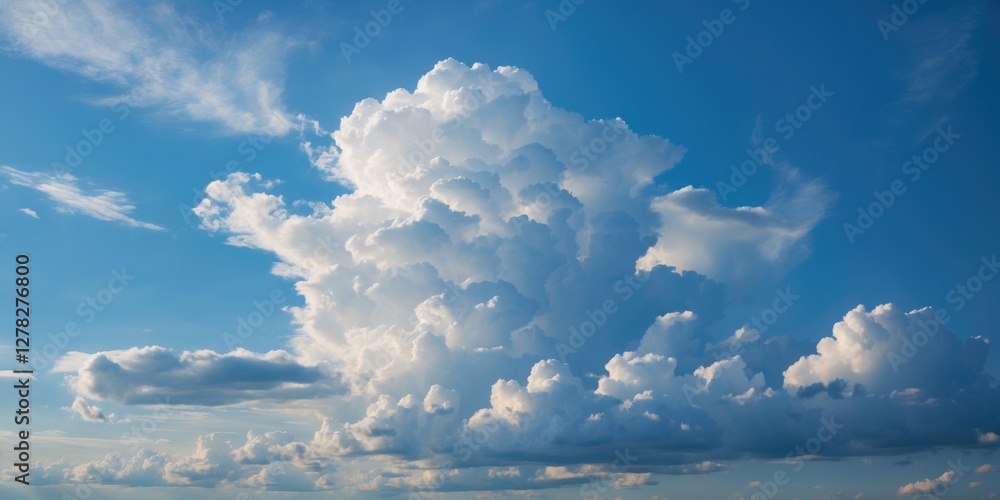 Aufkleber clouds in a bright blue sky providing a peaceful natural background with ample copy space for design