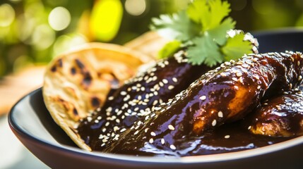 Scrumptious Mexican Mole Poblano with Warm Tortillas - A Culinary Delight