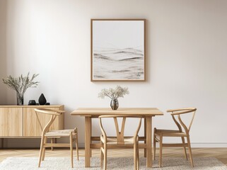 Minimalist Dining Room Decor With Wooden Table And Chairs