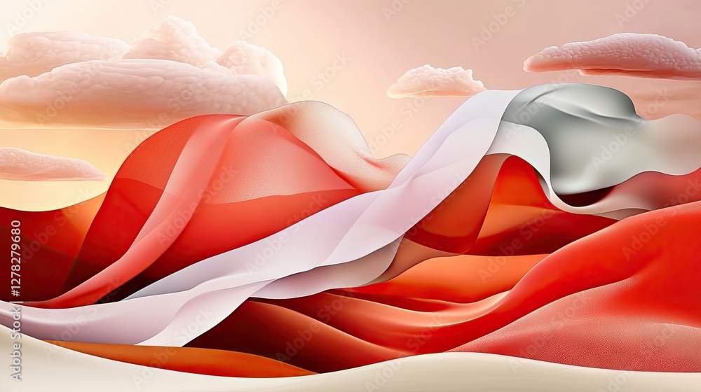 Poster elegant red and white gradient with smooth transitions and soft, glowing effects.