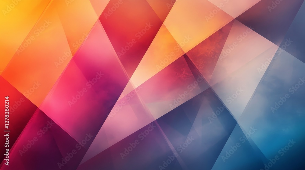 Poster bright geometric colorful abstract shapes and diagonal background design