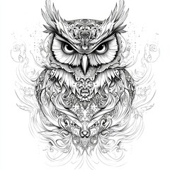Obraz premium Ornate Owl A Black and White Zentangle Illustration