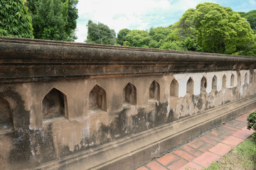 Fototapeta premium Ancient candle holders in the ancient wall, Phra Narai Ratchaniwet, Lopburi, Thailand