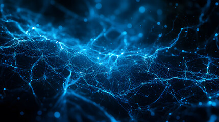 Futuristic and technological  abstract background with glowing blue lines. 