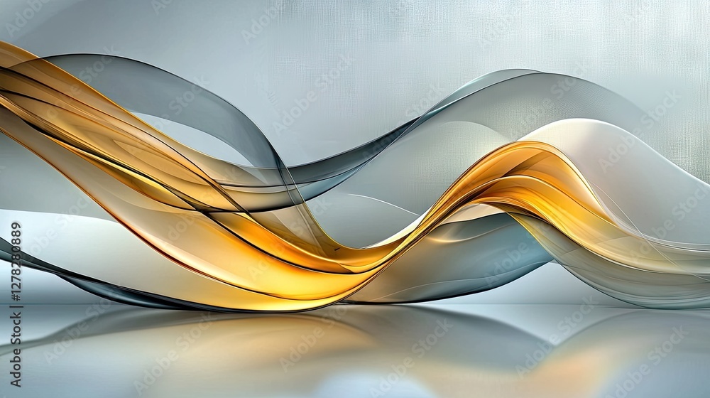 Poster high-resolution gray and yellow abstract background with smooth waves and subtle shadows.