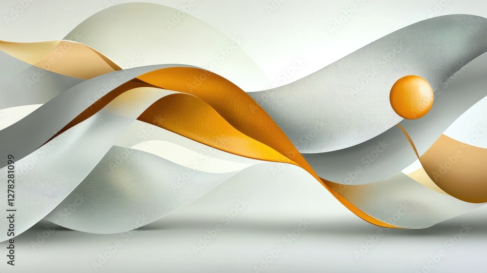 Poster high-resolution gray and yellow abstract background with smooth waves and subtle shadows.