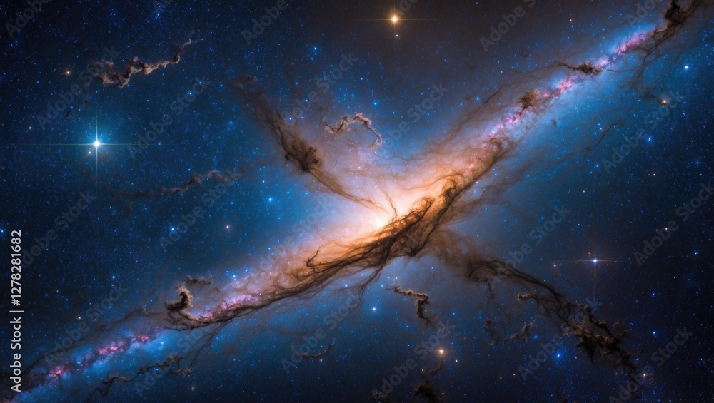 Canvas Prints galactic landscape with vibrant colors and space for text overlay