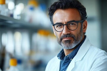 Obraz premium Researcher in a laboratory setting focused on scientific experimentation and innovation