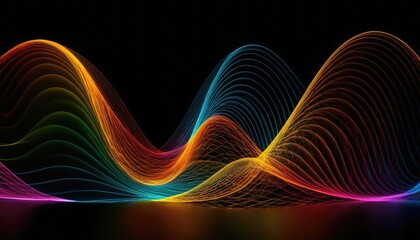 Abstract wave lines pattern dynamic colorful light flowing isolated on black background. concept of music, party, technology, modern. 11