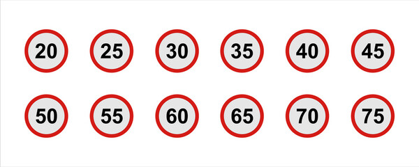 Symbol Speed ​​limit highway sign 20km - 75km © dedikw