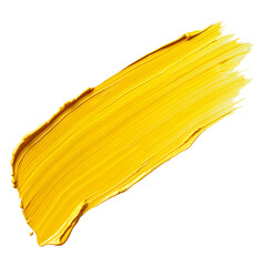 Yellow paint brush stroke isolated on transparent background