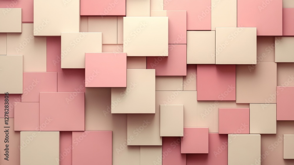 Poster square shapes in pink and beige create a creative pattern design