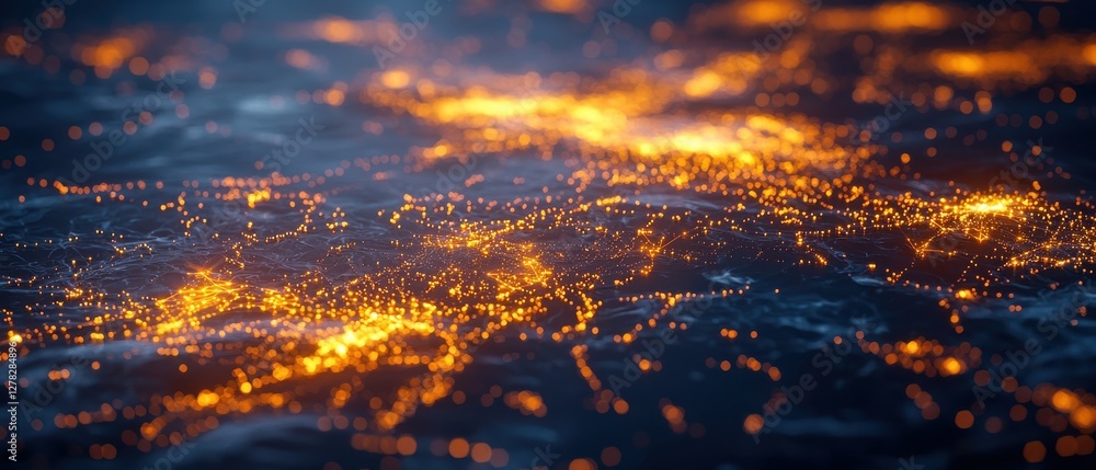 Poster a mesmerizing view of glowing networks and lights, resembling a vibrant map of interconnected cities