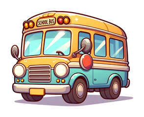 cute school bus comic style drawing (artwork 2)